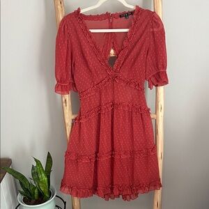 Scarlet Ruffle Mini Dress